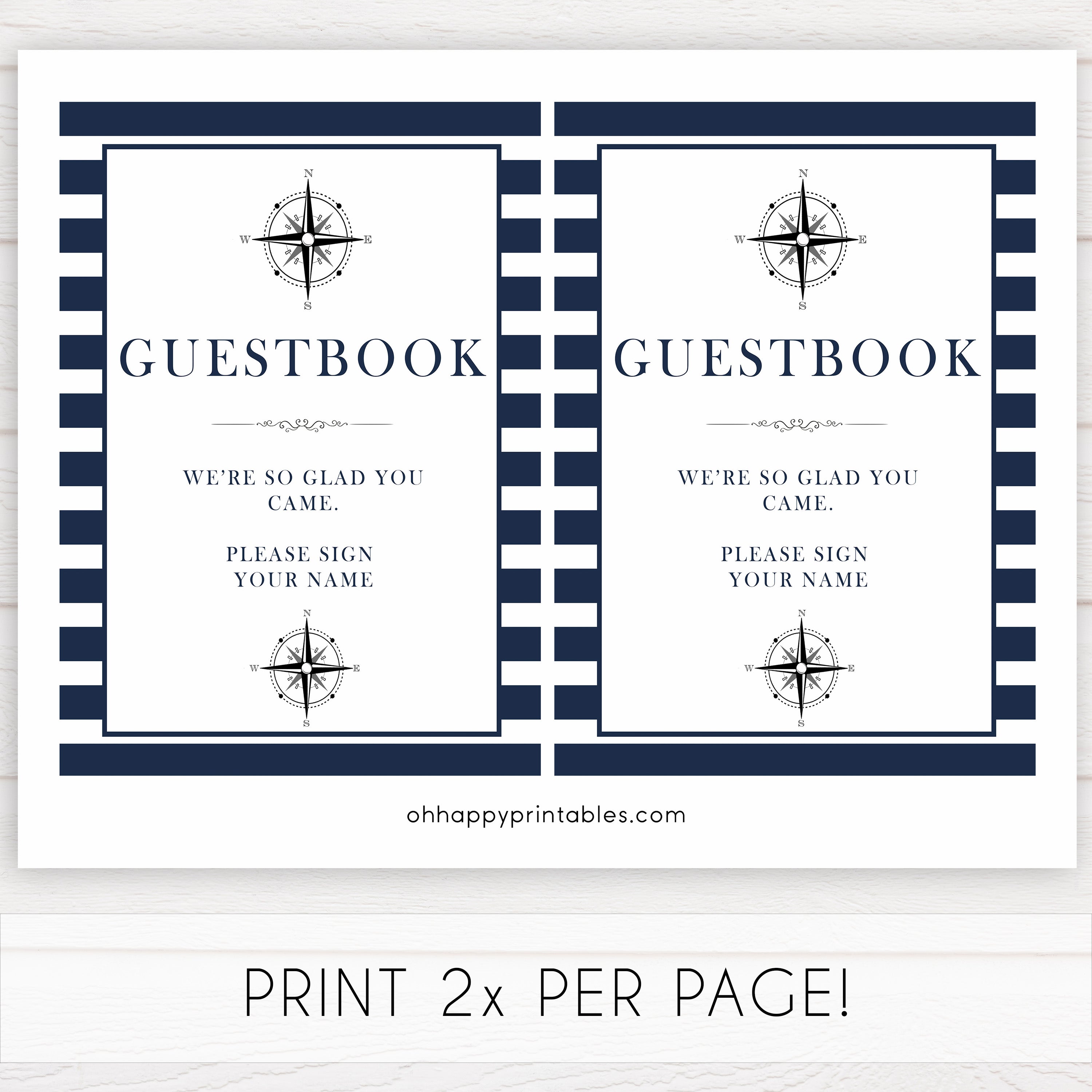 Guestbook Sign - Nautical Printable Baby Shower Signs – OhHappyPrintables