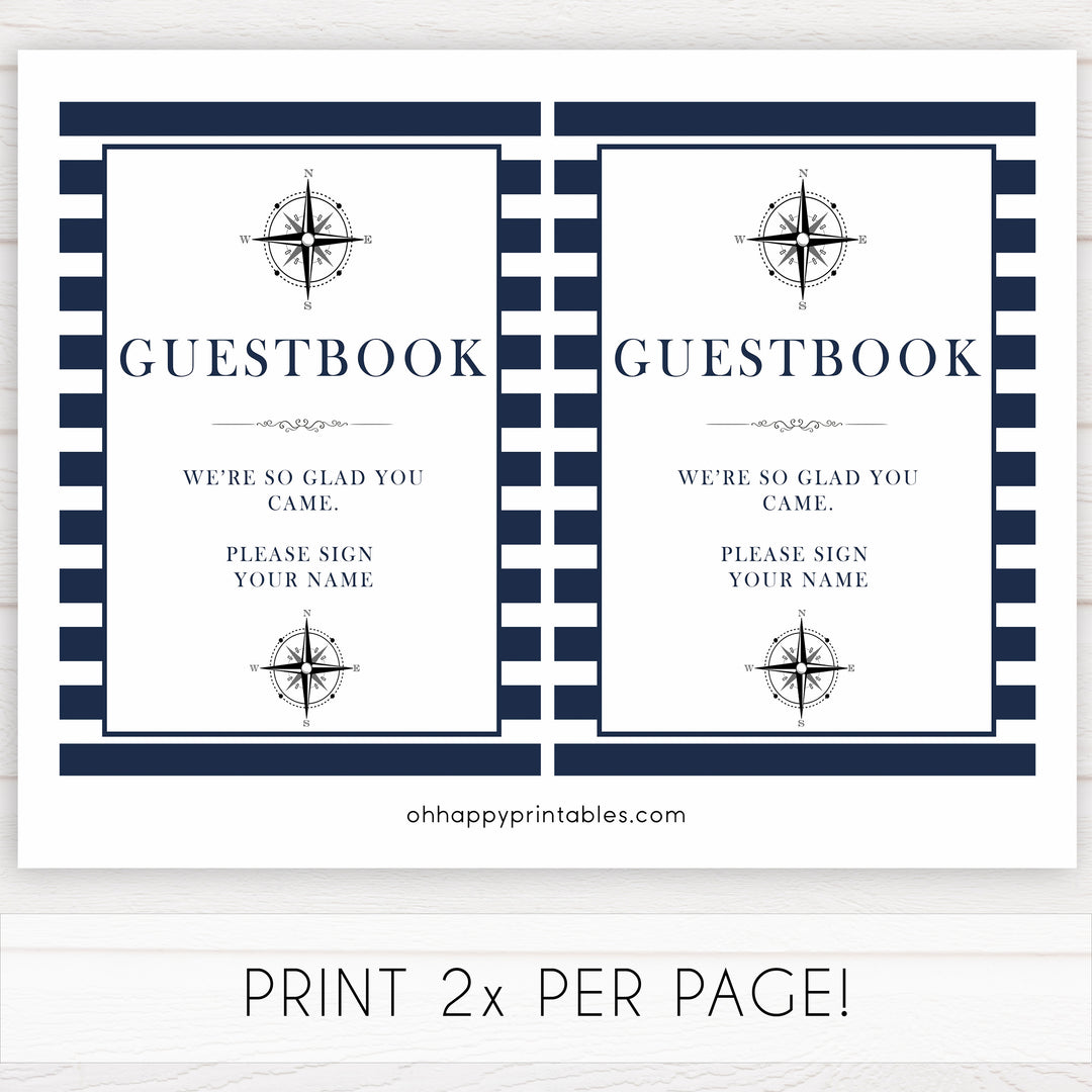 nautical guestbook baby sign, printable baby signs, guestbook baby signs, printable baby shower games, fun baby signs, ahoy its a boy sign