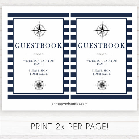 nautical guestbook baby sign, printable baby signs, guestbook baby signs, printable baby shower games, fun baby signs, ahoy its a boy sign