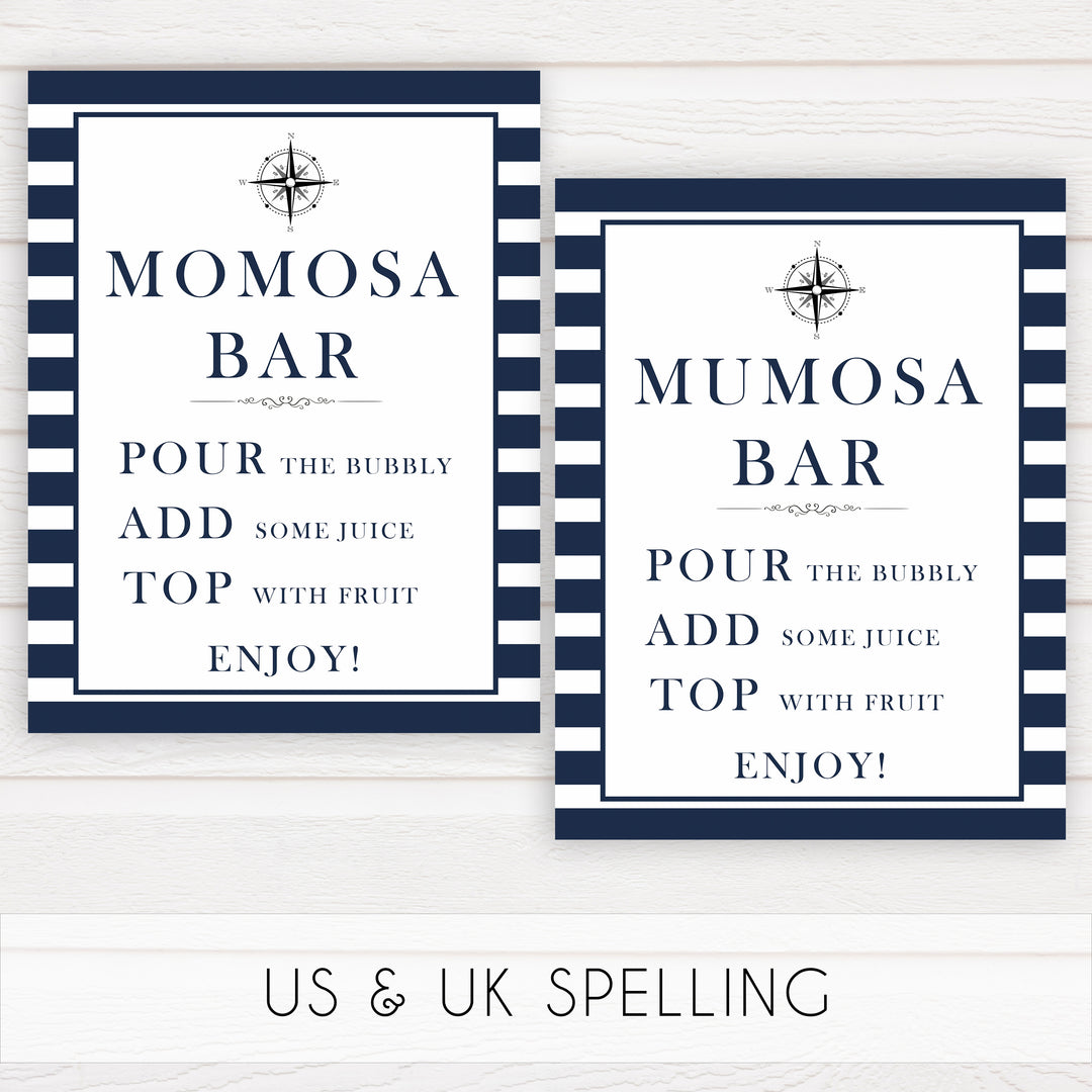 momosa baby sign, mumosa sign, nautical baby shower, nautical baby signs, fun baby signs, nautical baby decor, printable baby decor, ahoy its a boy