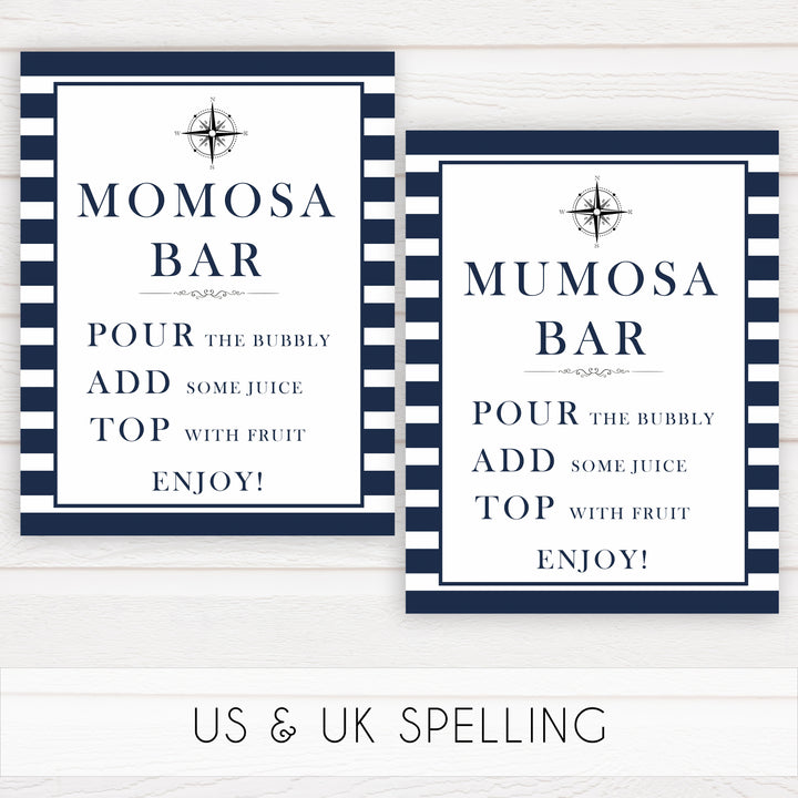 momosa baby sign, mumosa sign, nautical baby shower, nautical baby signs, fun baby signs, nautical baby decor, printable baby decor, ahoy its a boy