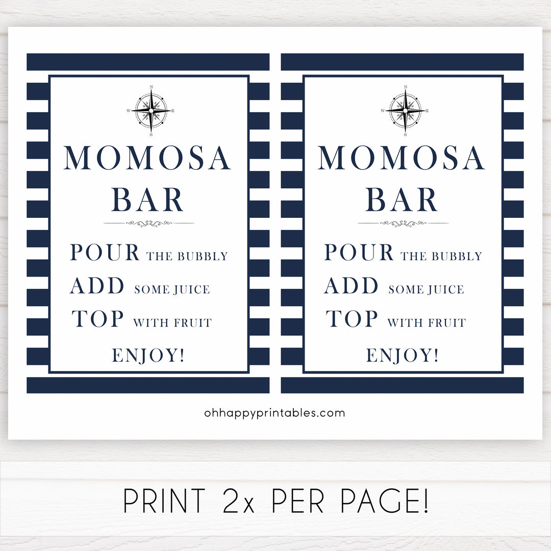 momosa baby sign, mumosa sign, nautical baby shower, nautical baby signs, fun baby signs, nautical baby decor, printable baby decor, ahoy its a boy