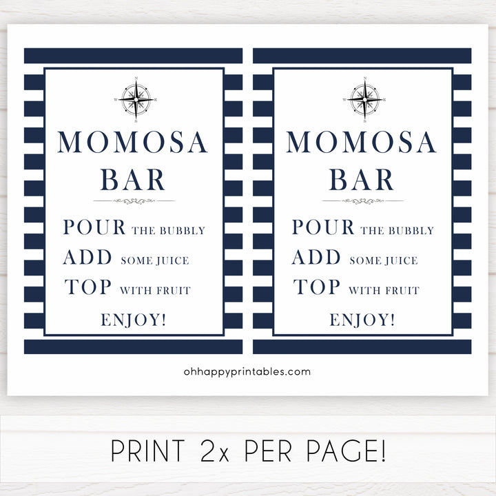 momosa baby sign, mumosa sign, nautical baby shower, nautical baby signs, fun baby signs, nautical baby decor, printable baby decor, ahoy its a boy