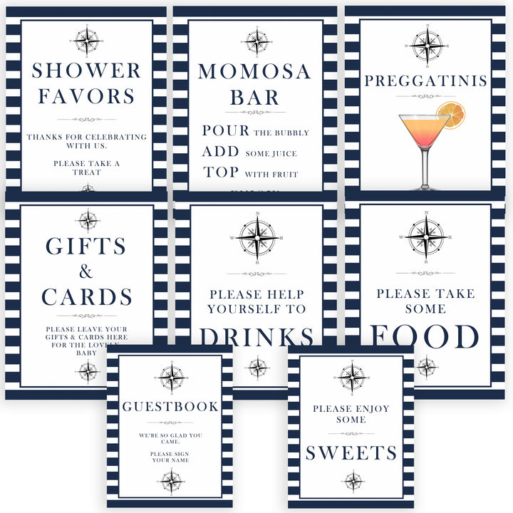 nautical baby shower signs, food baby signs, printable baby signs, baby decor, ahoy its a boy baby signs, fun baby signs