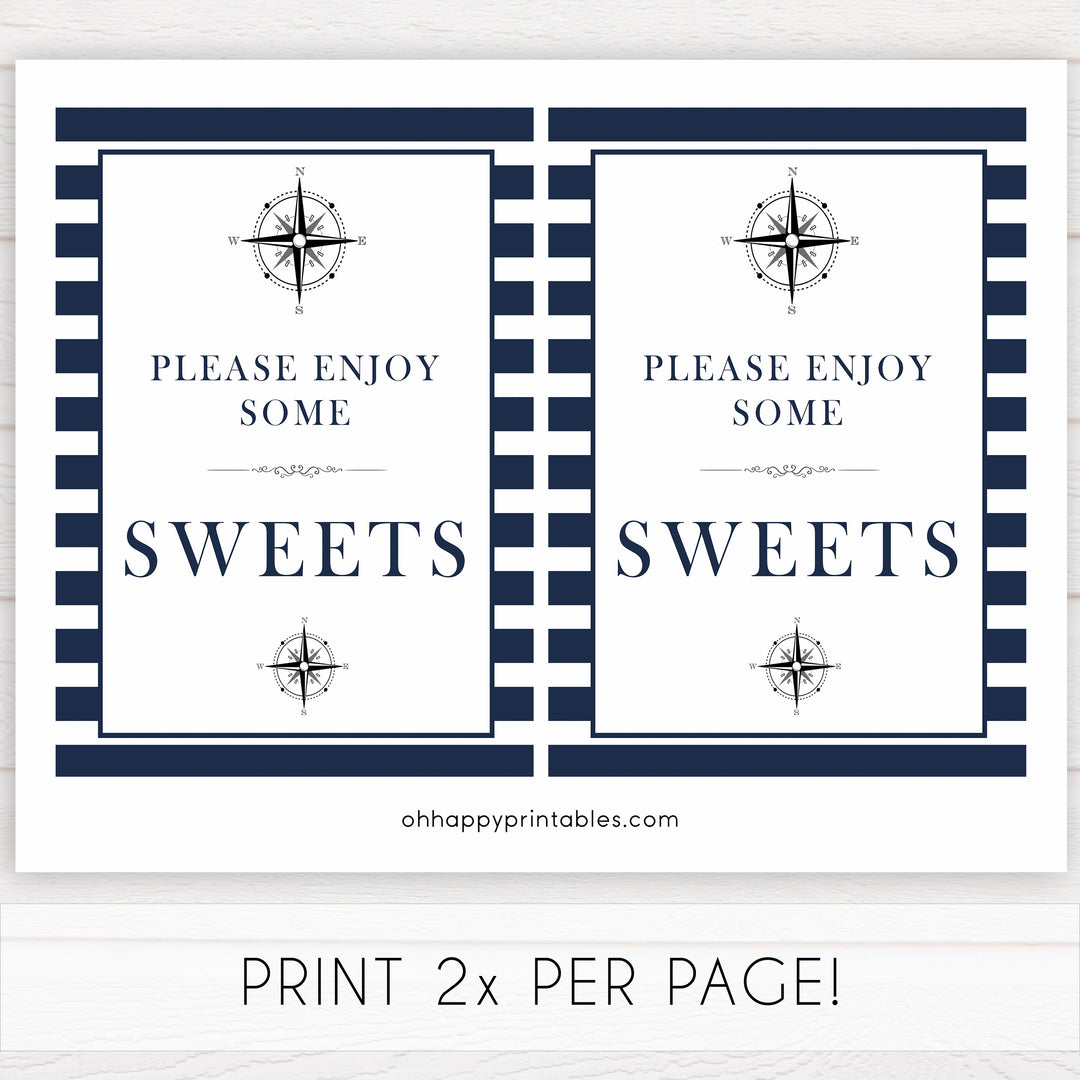 nautical sweets baby signs, sweets sign, nautical baby signs, nautical baby shower, nautical baby decor, sweets sign, printable baby signs