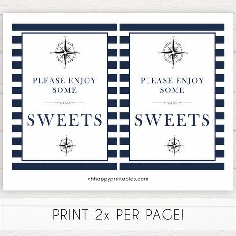 nautical sweets baby signs, sweets sign, nautical baby signs, nautical baby shower, nautical baby decor, sweets sign, printable baby signs