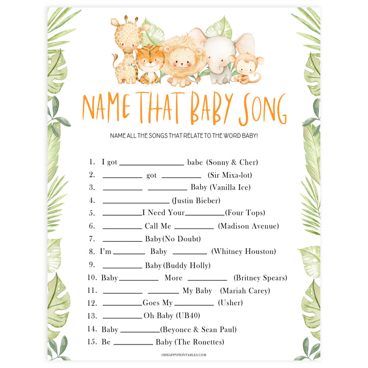 name that baby song game, Printable baby shower games, safari animals baby games, baby shower games, fun baby shower ideas, top baby shower ideas, safari animals baby shower, baby shower games, fun baby shower ideas