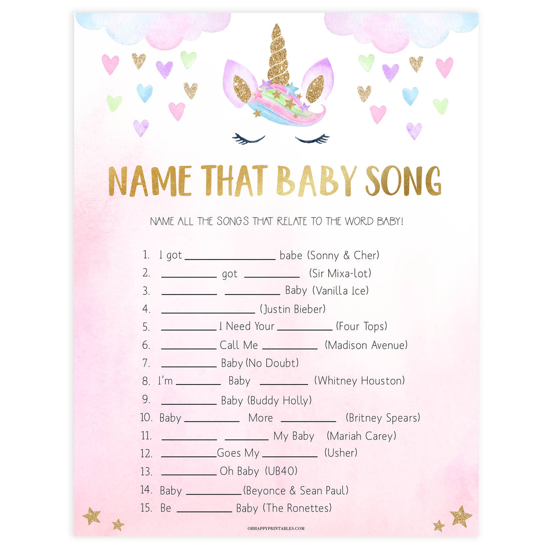 name that baby song game, Printable baby shower games, unicorn baby games, baby shower games, fun baby shower ideas, top baby shower ideas, unicorn baby shower, baby shower games, fun unicorn baby shower ideas