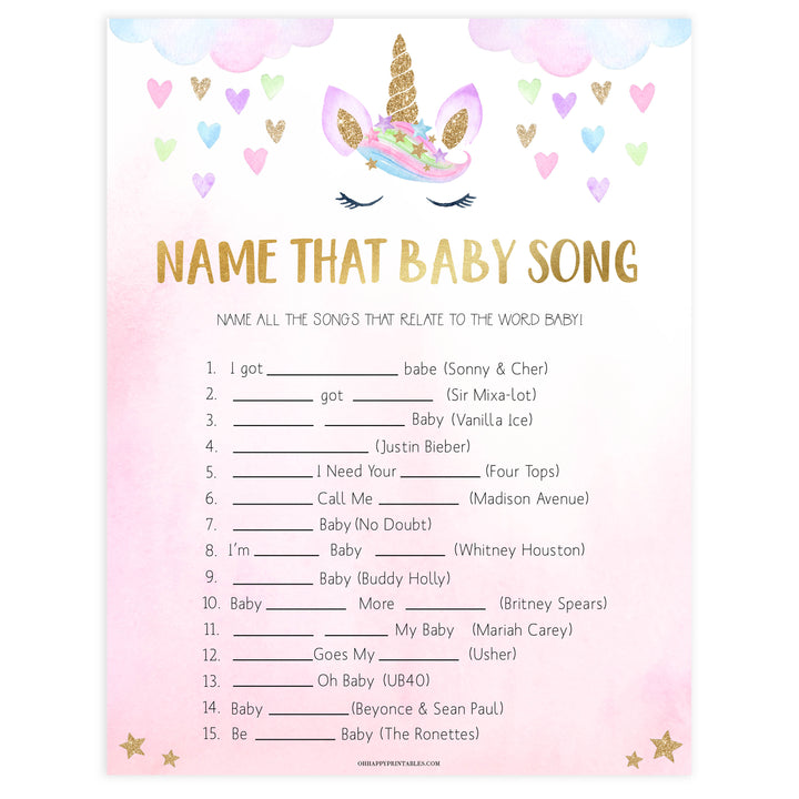 name that baby song game, Printable baby shower games, unicorn baby games, baby shower games, fun baby shower ideas, top baby shower ideas, unicorn baby shower, baby shower games, fun unicorn baby shower ideas