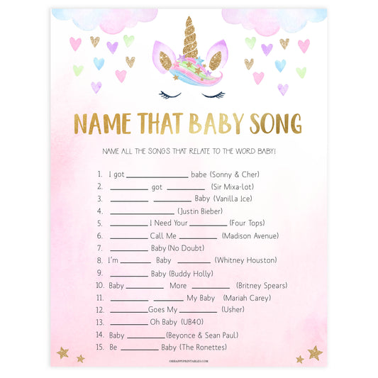 name that baby song game, Printable baby shower games, unicorn baby games, baby shower games, fun baby shower ideas, top baby shower ideas, unicorn baby shower, baby shower games, fun unicorn baby shower ideas