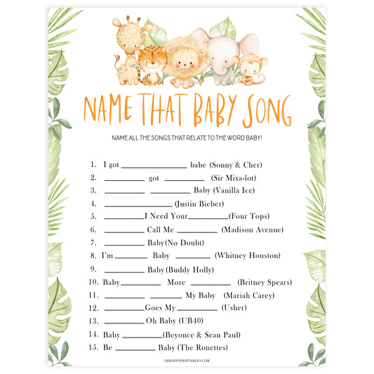 name that baby song game, Printable baby shower games, safari animals baby games, baby shower games, fun baby shower ideas, top baby shower ideas, safari animals baby shower, baby shower games, fun baby shower ideas