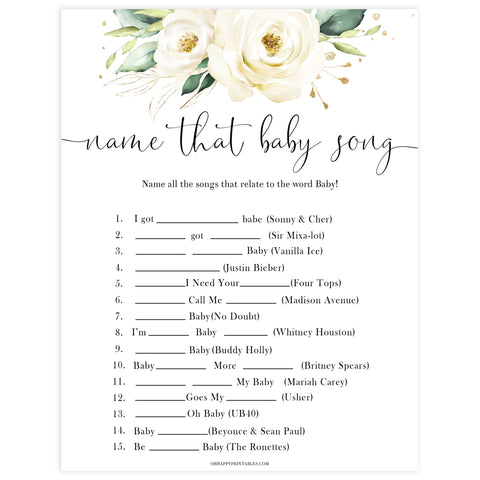 name that baby song game, Printable baby shower games, shite floral baby games, baby shower games, fun baby shower ideas, top baby shower ideas, floral baby shower, baby shower games, fun floral baby shower ideas