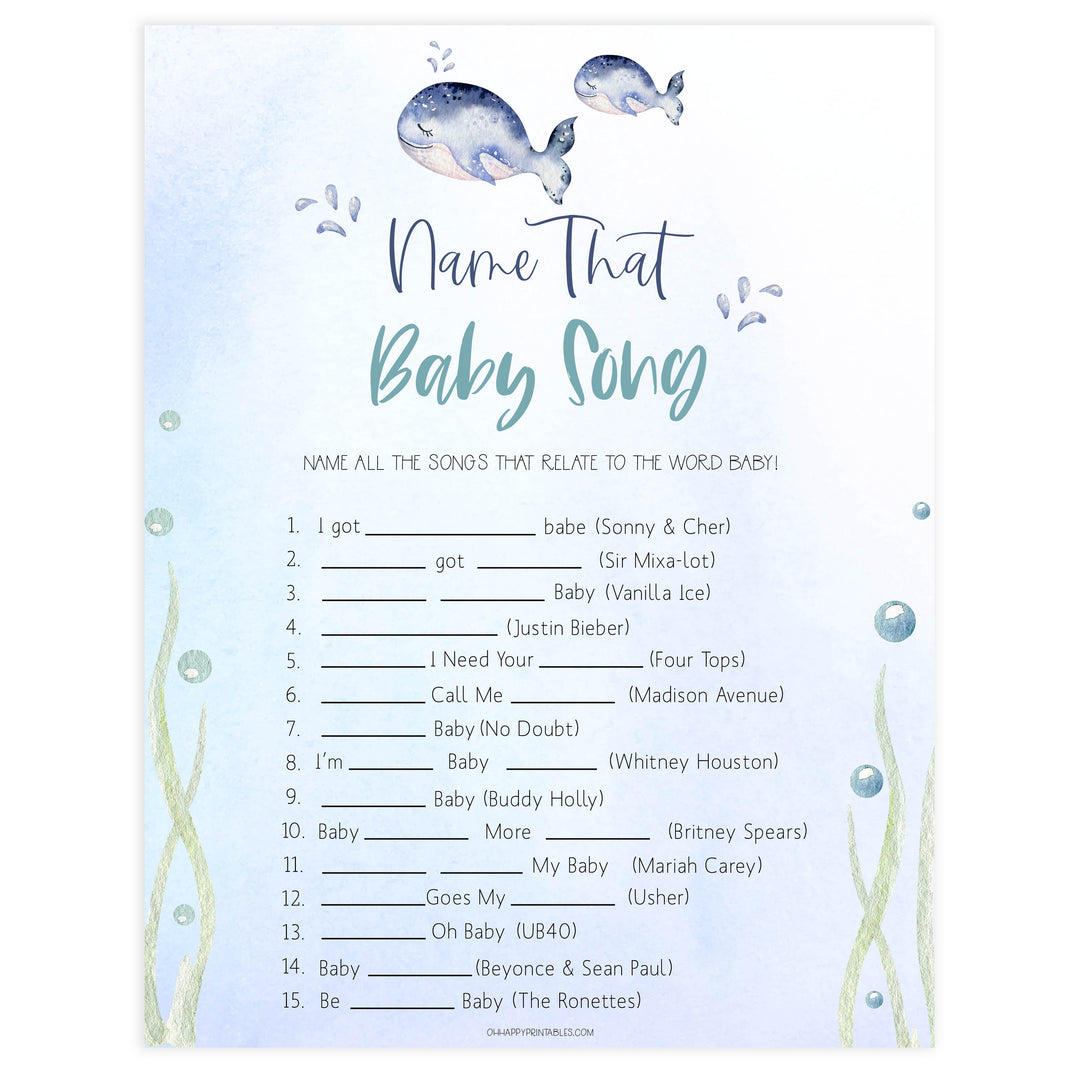 name that baby song game,  Printable baby shower games, whale baby games, baby shower games, fun baby shower ideas, top baby shower ideas, whale baby shower, baby shower games, fun whale baby shower ideas