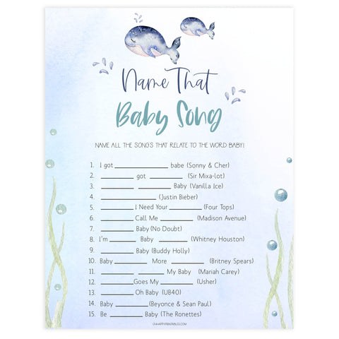 name that baby song game,  Printable baby shower games, whale baby games, baby shower games, fun baby shower ideas, top baby shower ideas, whale baby shower, baby shower games, fun whale baby shower ideas