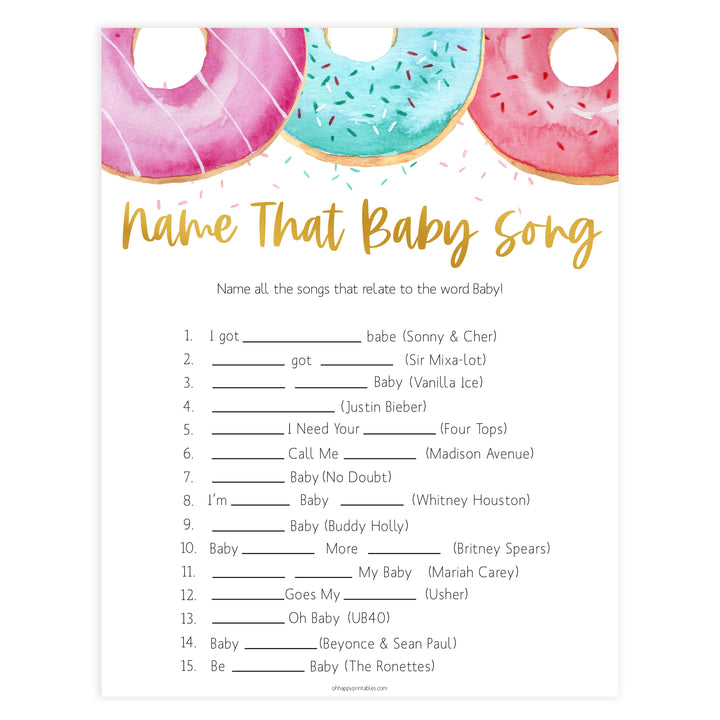 name that baby song game, Printable baby shower games, donut baby games, baby shower games, fun baby shower ideas, top baby shower ideas, donut sprinkles baby shower, baby shower games, fun donut baby shower ideas