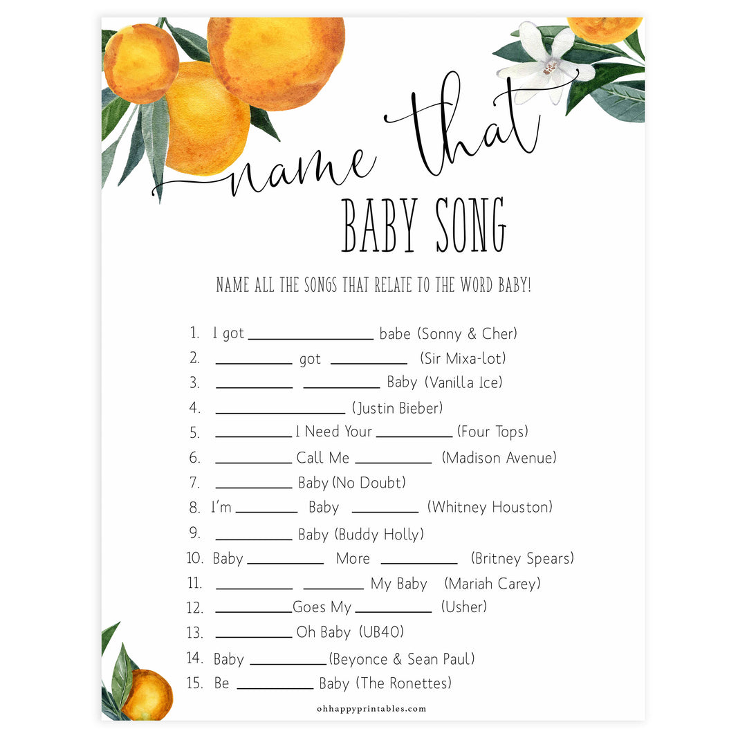 name that baby song game, Printable baby shower games, little cutie baby games, baby shower games, fun baby shower ideas, top baby shower ideas, little cutie baby shower, baby shower games, fun little cutie baby shower ideas, citrus baby shower games, citrus baby shower, orange baby shower