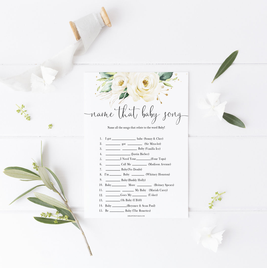 name that baby song game, Printable baby shower games, shite floral baby games, baby shower games, fun baby shower ideas, top baby shower ideas, floral baby shower, baby shower games, fun floral baby shower ideas