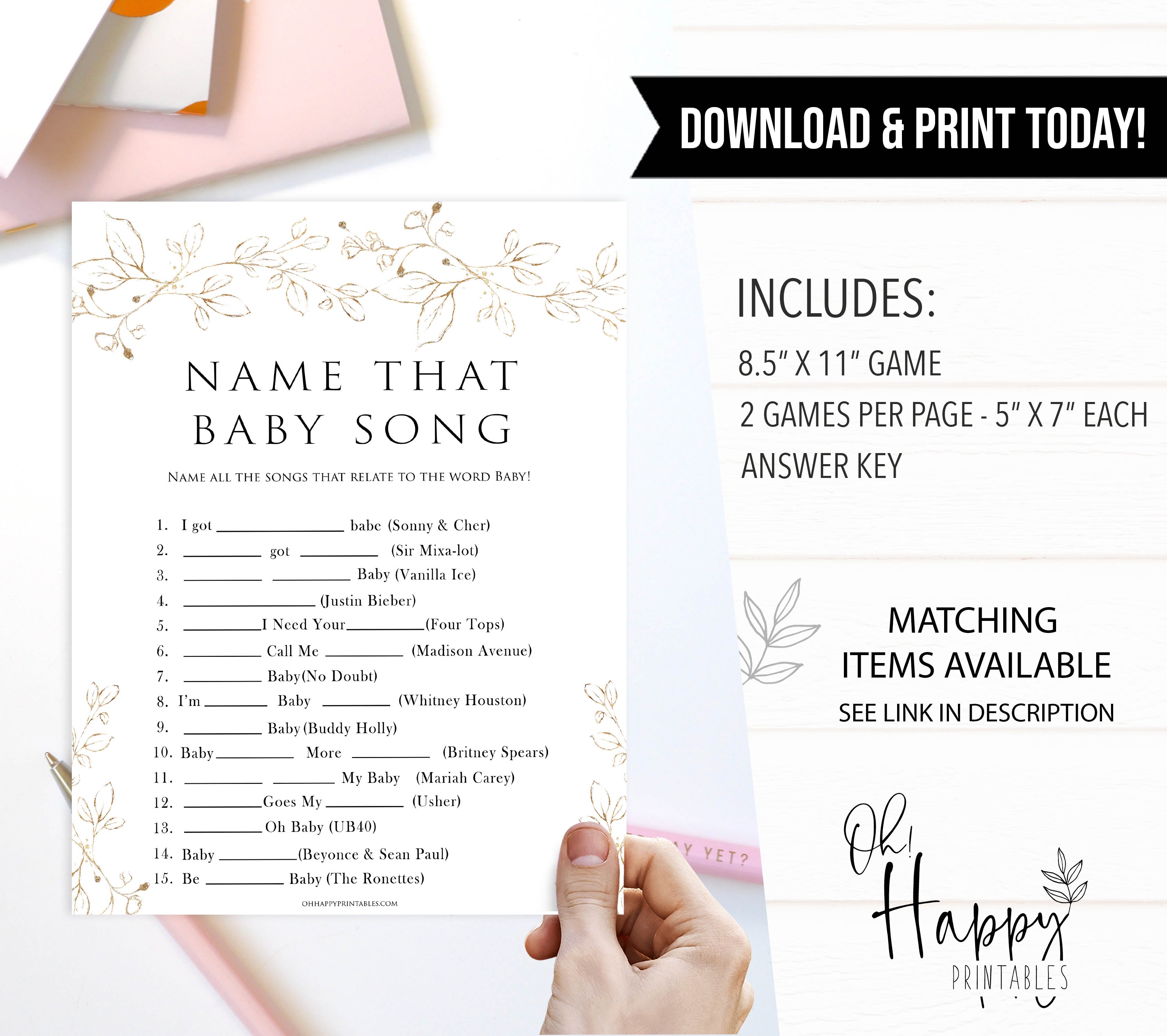 name that baby song game, Printable baby shower games, gold leaf baby games, baby shower games, fun baby shower ideas, top baby shower ideas, gold leaf baby shower, baby shower games, fun gold leaf baby shower ideas