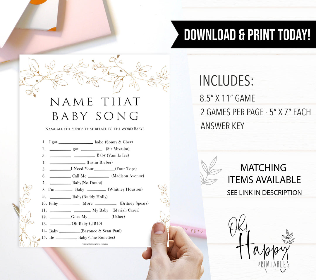 name that baby song game, Printable baby shower games, gold leaf baby games, baby shower games, fun baby shower ideas, top baby shower ideas, gold leaf baby shower, baby shower games, fun gold leaf baby shower ideas