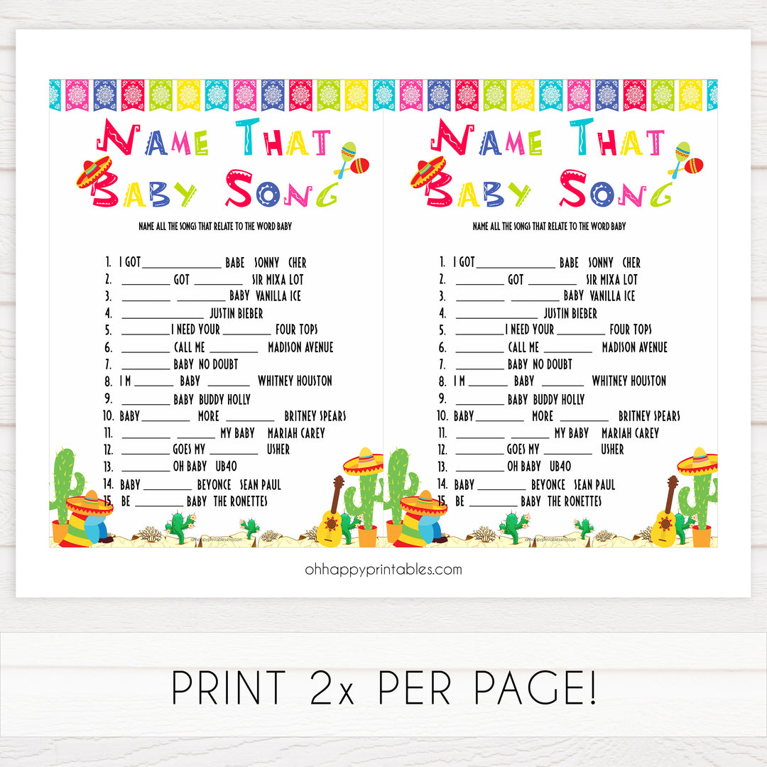 name that baby song game, Printable baby shower games, Mexican fiesta fun baby games, baby shower games, fun baby shower ideas, top baby shower ideas, fiesta shower baby shower, fiesta baby shower ideas