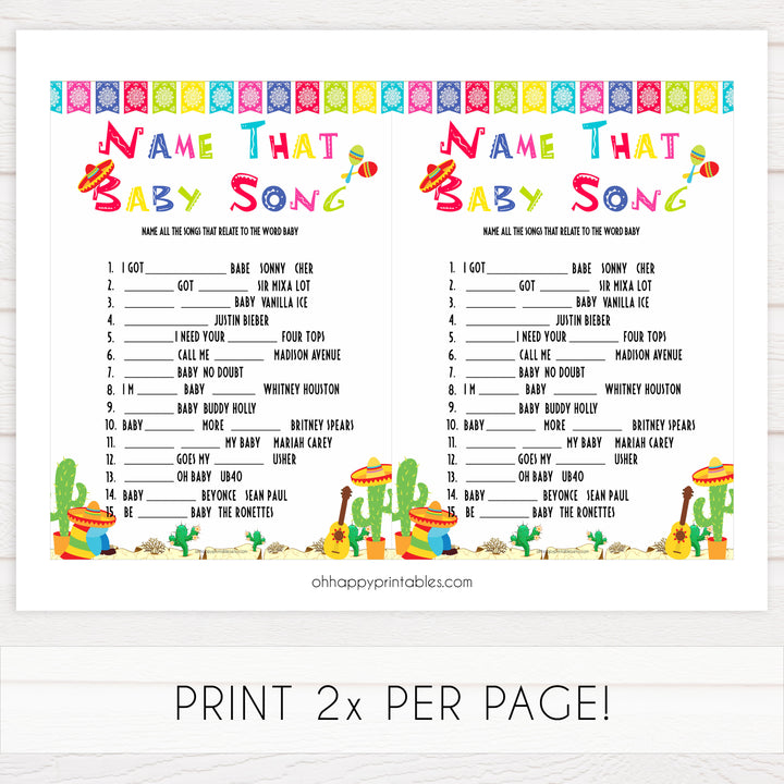 name that baby song game, Printable baby shower games, Mexican fiesta fun baby games, baby shower games, fun baby shower ideas, top baby shower ideas, fiesta shower baby shower, fiesta baby shower ideas