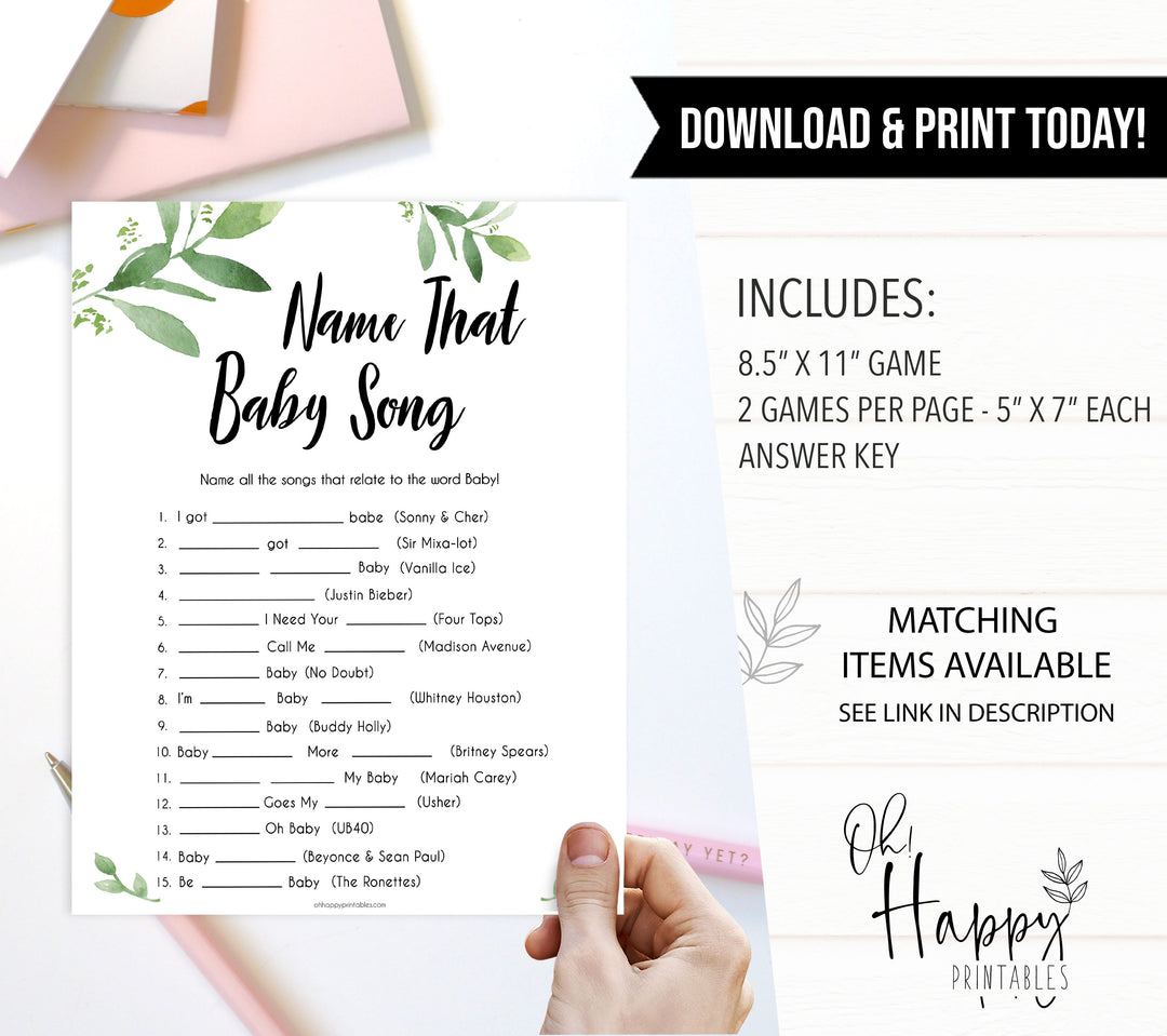 Botanical Name That Song Baby Shower Game, Baby Song Games, Baby Shower Games, Name That Baby Song, Musical Games, Name that Song Game