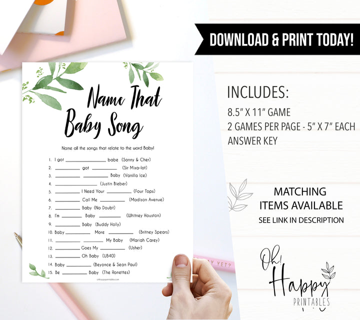 Botanical Name That Song Baby Shower Game, Baby Song Games, Baby Shower Games, Name That Baby Song, Musical Games, Name that Song Game