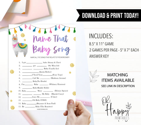 name that baby song game, Printable baby shower games, llama fiesta fun baby games, baby shower games, fun baby shower ideas, top baby shower ideas, Llama fiesta shower baby shower, fiesta baby shower ideas