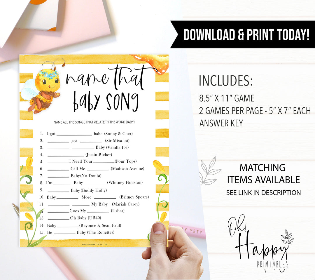 name that baby song game, Printable baby shower games, mommy bee fun baby games, baby shower games, fun baby shower ideas, top baby shower ideas, mommy to bee baby shower, friends baby shower ideas