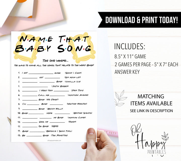 name that baby song, Printable baby shower games, friends fun baby games, baby shower games, fun baby shower ideas, top baby shower ideas, friends baby shower, friends baby shower ideas