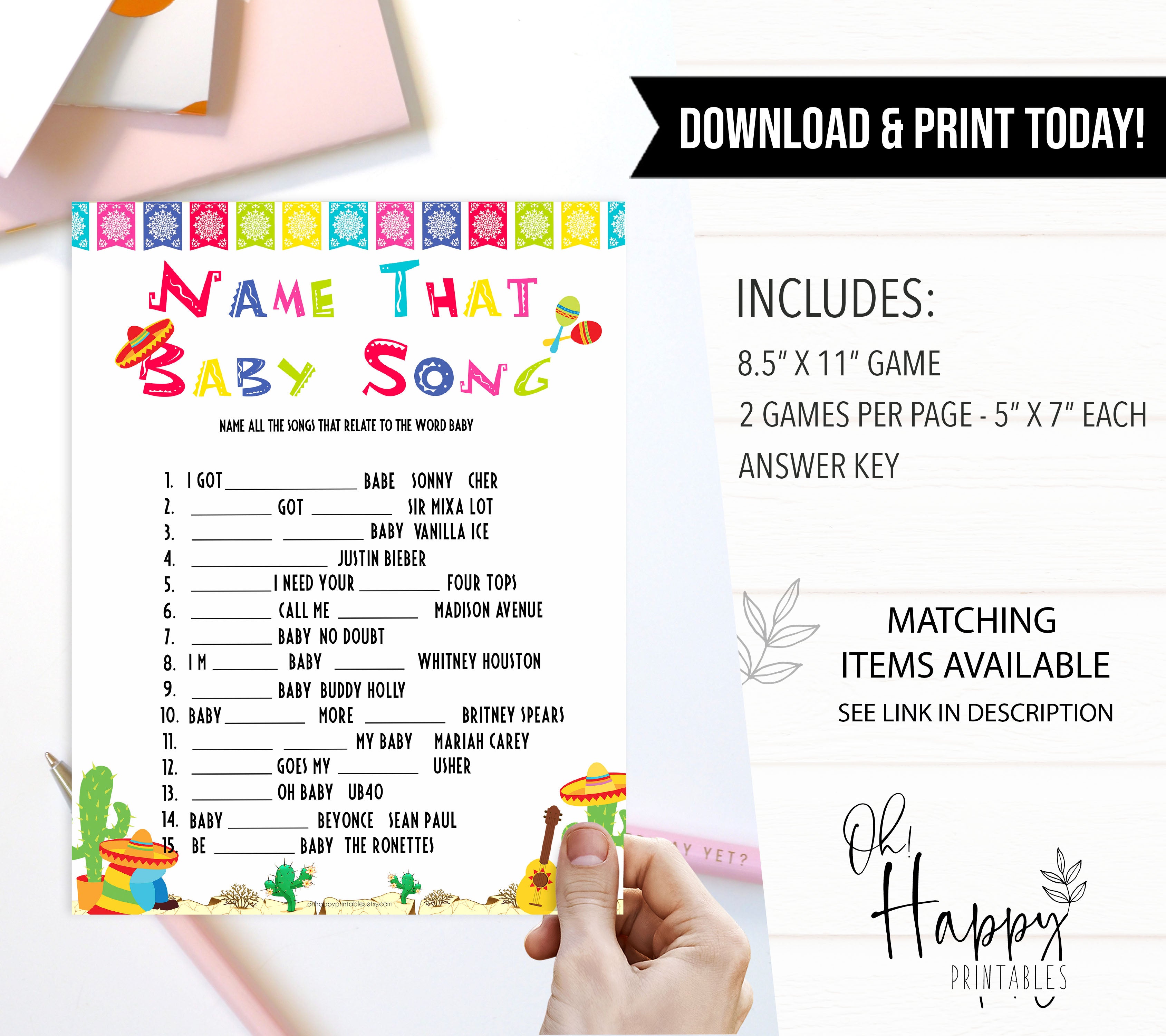 name that baby song game, Printable baby shower games, Mexican fiesta fun baby games, baby shower games, fun baby shower ideas, top baby shower ideas, fiesta shower baby shower, fiesta baby shower ideas