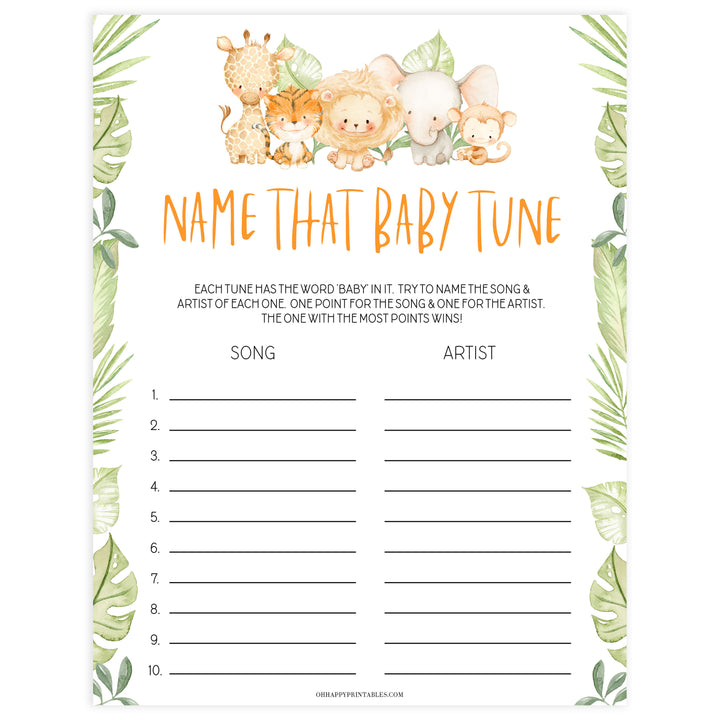 name that baby tune game, Printable baby shower games, safari animals baby games, baby shower games, fun baby shower ideas, top baby shower ideas, safari animals baby shower, baby shower games, fun baby shower ideas