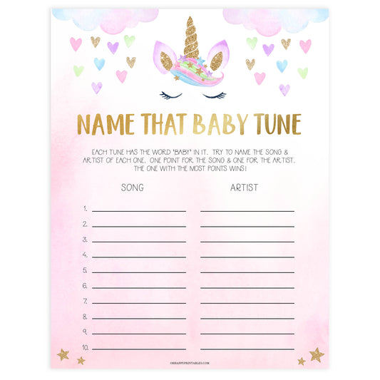 name that baby tune game, Printable baby shower games, unicorn baby games, baby shower games, fun baby shower ideas, top baby shower ideas, unicorn baby shower, baby shower games, fun unicorn baby shower ideas