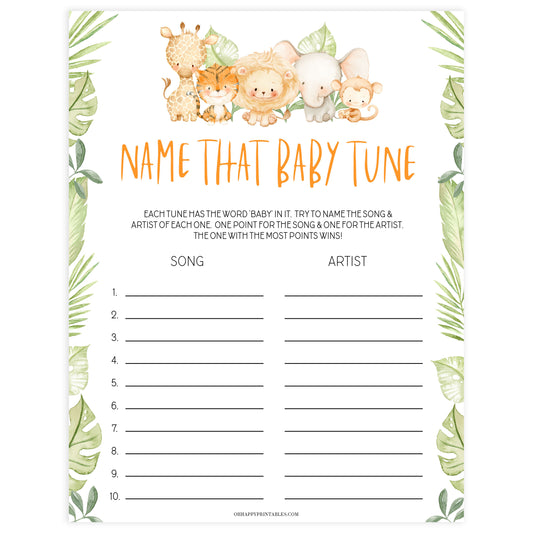 name that baby tune game, Printable baby shower games, safari animals baby games, baby shower games, fun baby shower ideas, top baby shower ideas, safari animals baby shower, baby shower games, fun baby shower ideas
