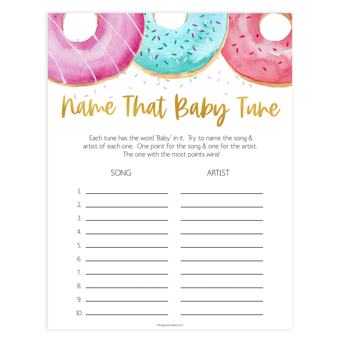 name that baby tune game, Printable baby shower games, donut baby games, baby shower games, fun baby shower ideas, top baby shower ideas, donut sprinkles baby shower, baby shower games, fun donut baby shower ideas