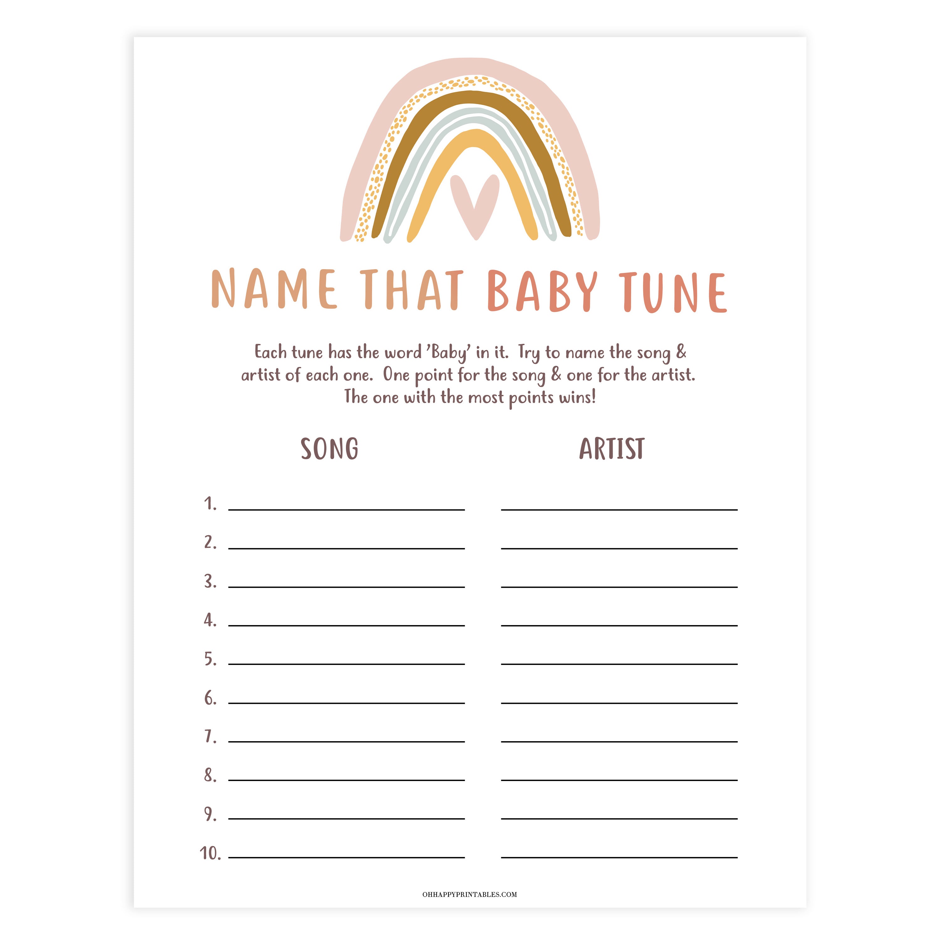 name that baby tune game, Printable baby shower games, boho rainbow baby games, baby shower games, fun baby shower ideas, top baby shower ideas, boho rainbow baby shower, baby shower games, fun boho rainbow baby shower ideas