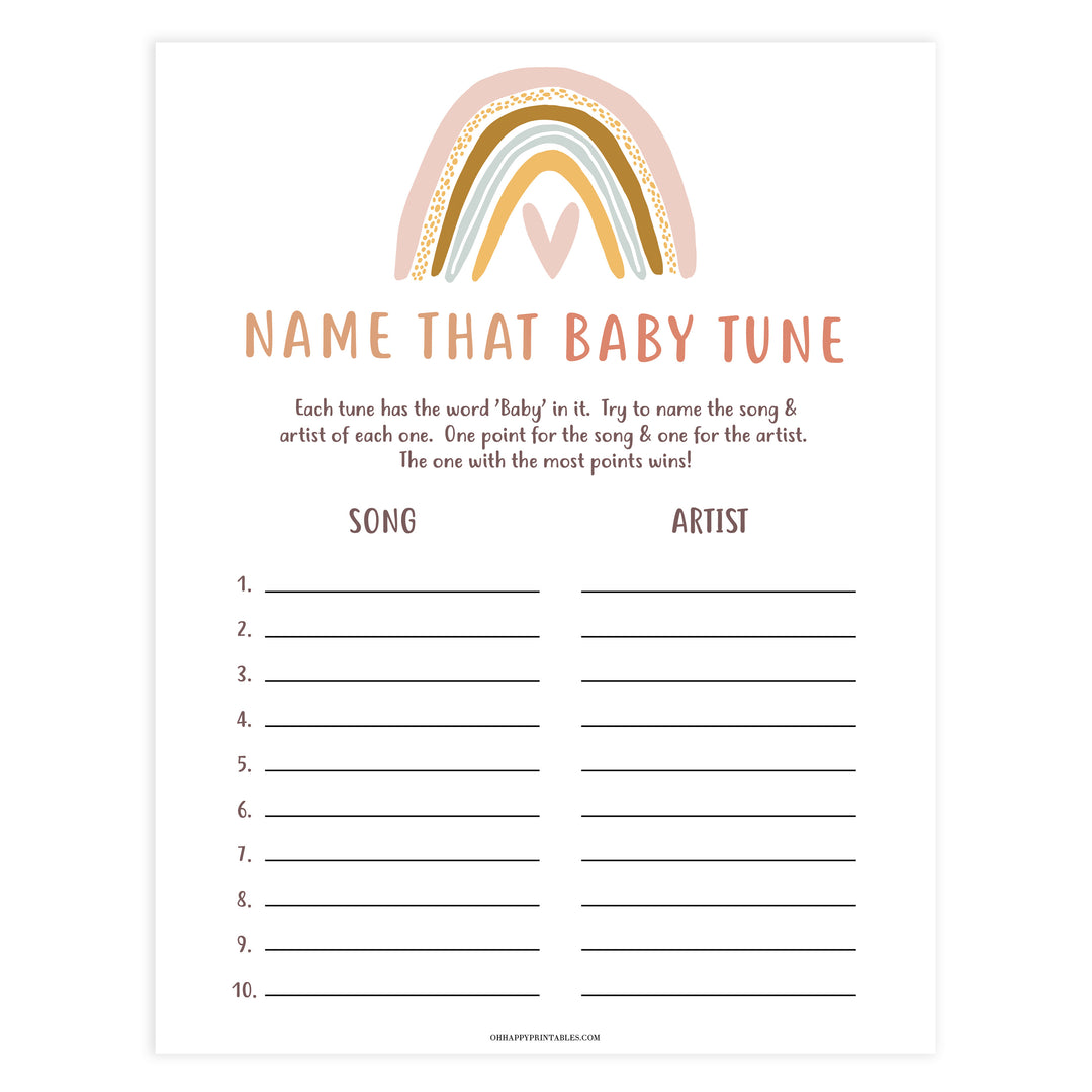 name that baby tune game, Printable baby shower games, boho rainbow baby games, baby shower games, fun baby shower ideas, top baby shower ideas, boho rainbow baby shower, baby shower games, fun boho rainbow baby shower ideas