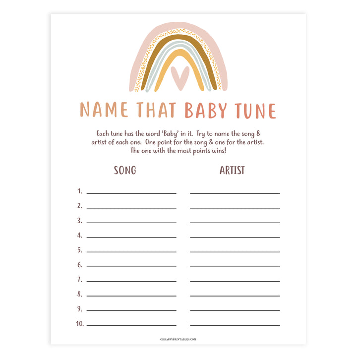name that baby tune game, Printable baby shower games, boho rainbow baby games, baby shower games, fun baby shower ideas, top baby shower ideas, boho rainbow baby shower, baby shower games, fun boho rainbow baby shower ideas