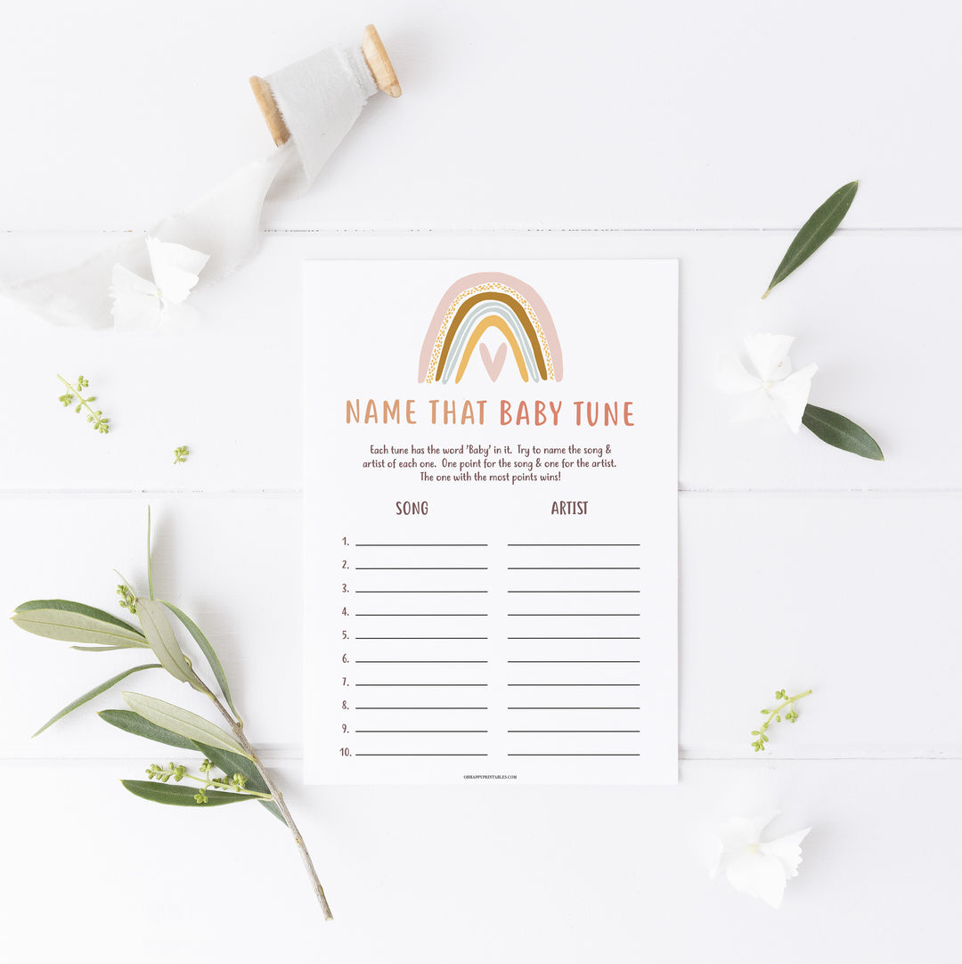 name that baby tune game, Printable baby shower games, boho rainbow baby games, baby shower games, fun baby shower ideas, top baby shower ideas, boho rainbow baby shower, baby shower games, fun boho rainbow baby shower ideas