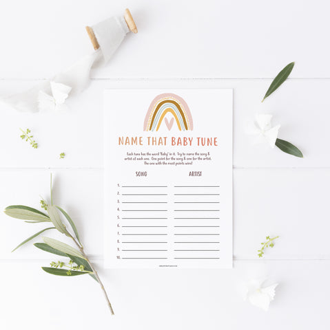 name that baby tune game, Printable baby shower games, boho rainbow baby games, baby shower games, fun baby shower ideas, top baby shower ideas, boho rainbow baby shower, baby shower games, fun boho rainbow baby shower ideas
