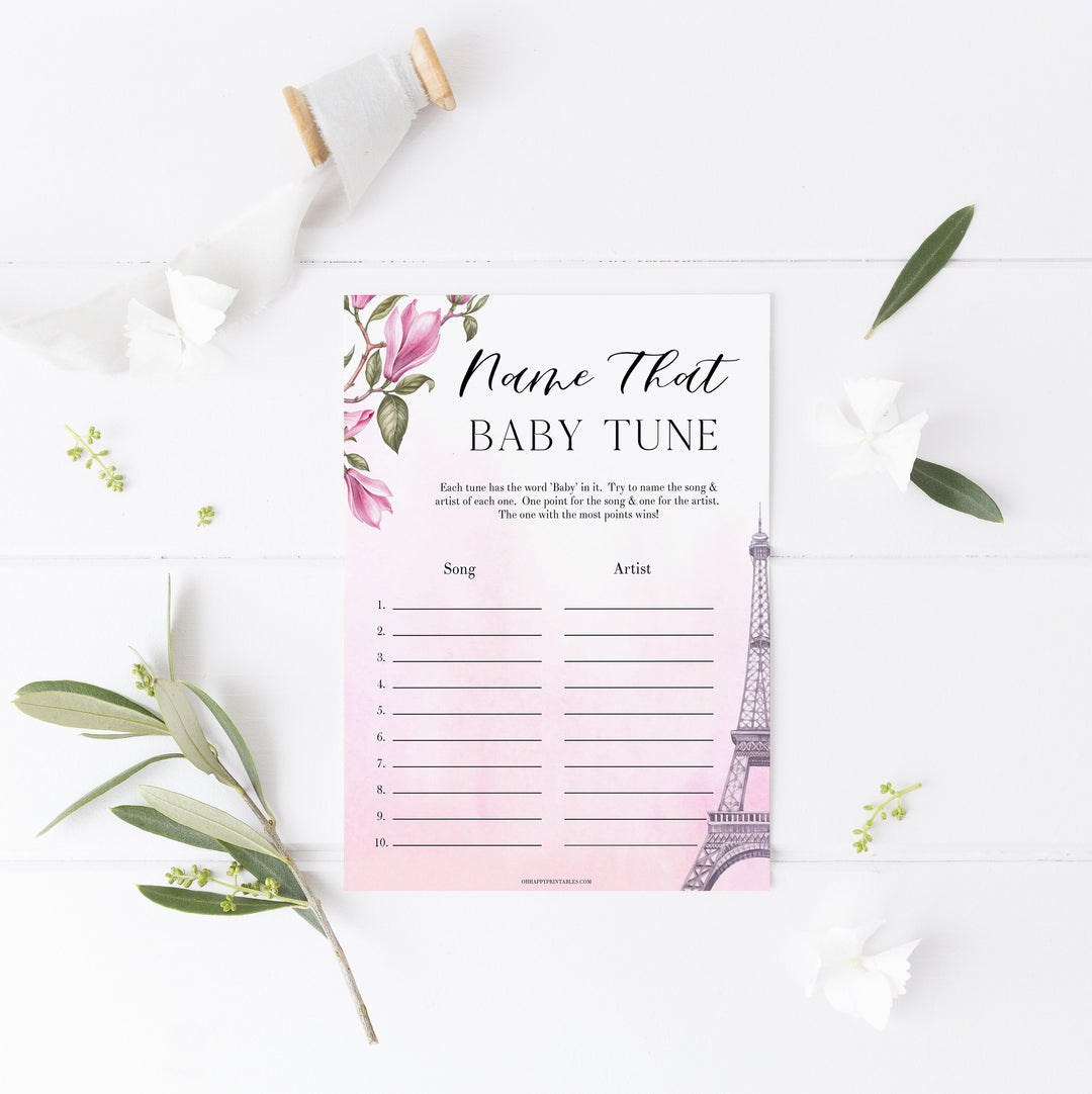 name that baby tune game, Paris baby shower games, printable baby shower games, Parisian baby shower games, fun baby shower games