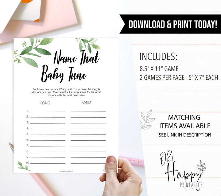 botanical name that baby tune game, printable baby games, baby shower games, fun baby games, popular baby games
