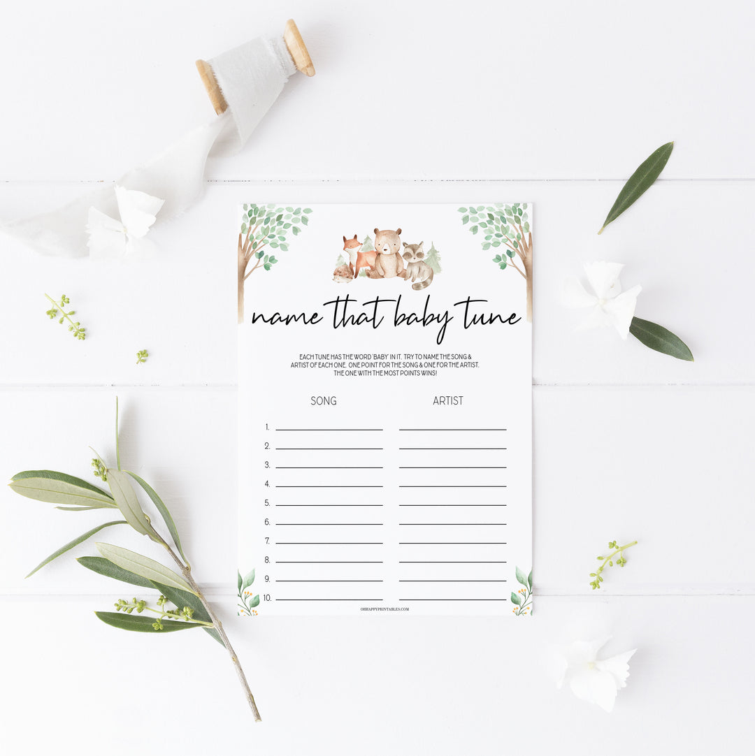 name that baby tune game, Printable baby shower games, woodland animals baby games, baby shower games, fun baby shower ideas, top baby shower ideas, woodland baby shower, baby shower games, fun woodland animals baby shower ideas