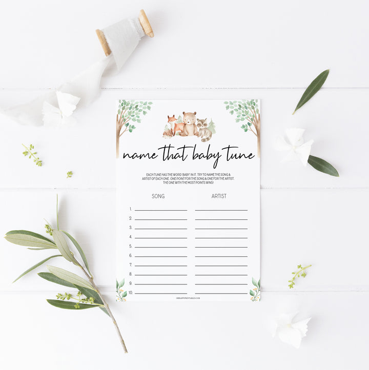 name that baby tune game, Printable baby shower games, woodland animals baby games, baby shower games, fun baby shower ideas, top baby shower ideas, woodland baby shower, baby shower games, fun woodland animals baby shower ideas