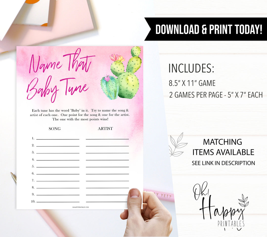 Cactus baby shower games, cactus name that baby tune baby game, printable baby games, Mexican baby shower, Mexican baby games, fiesta baby games, popular baby games, printable baby games