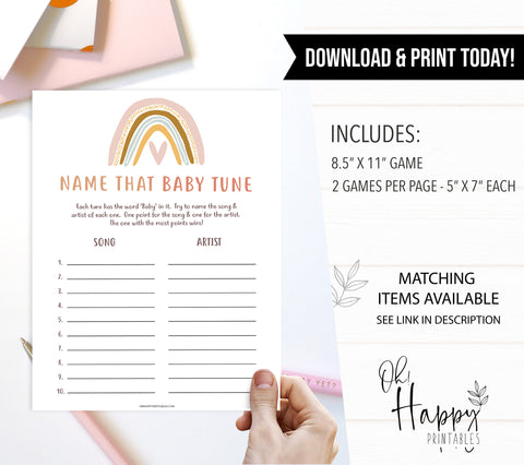 name that baby tune game, Printable baby shower games, boho rainbow baby games, baby shower games, fun baby shower ideas, top baby shower ideas, boho rainbow baby shower, baby shower games, fun boho rainbow baby shower ideas