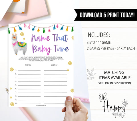 name that baby tune game, Printable baby shower games, llama fiesta fun baby games, baby shower games, fun baby shower ideas, top baby shower ideas, Llama fiesta shower baby shower, fiesta baby shower ideas