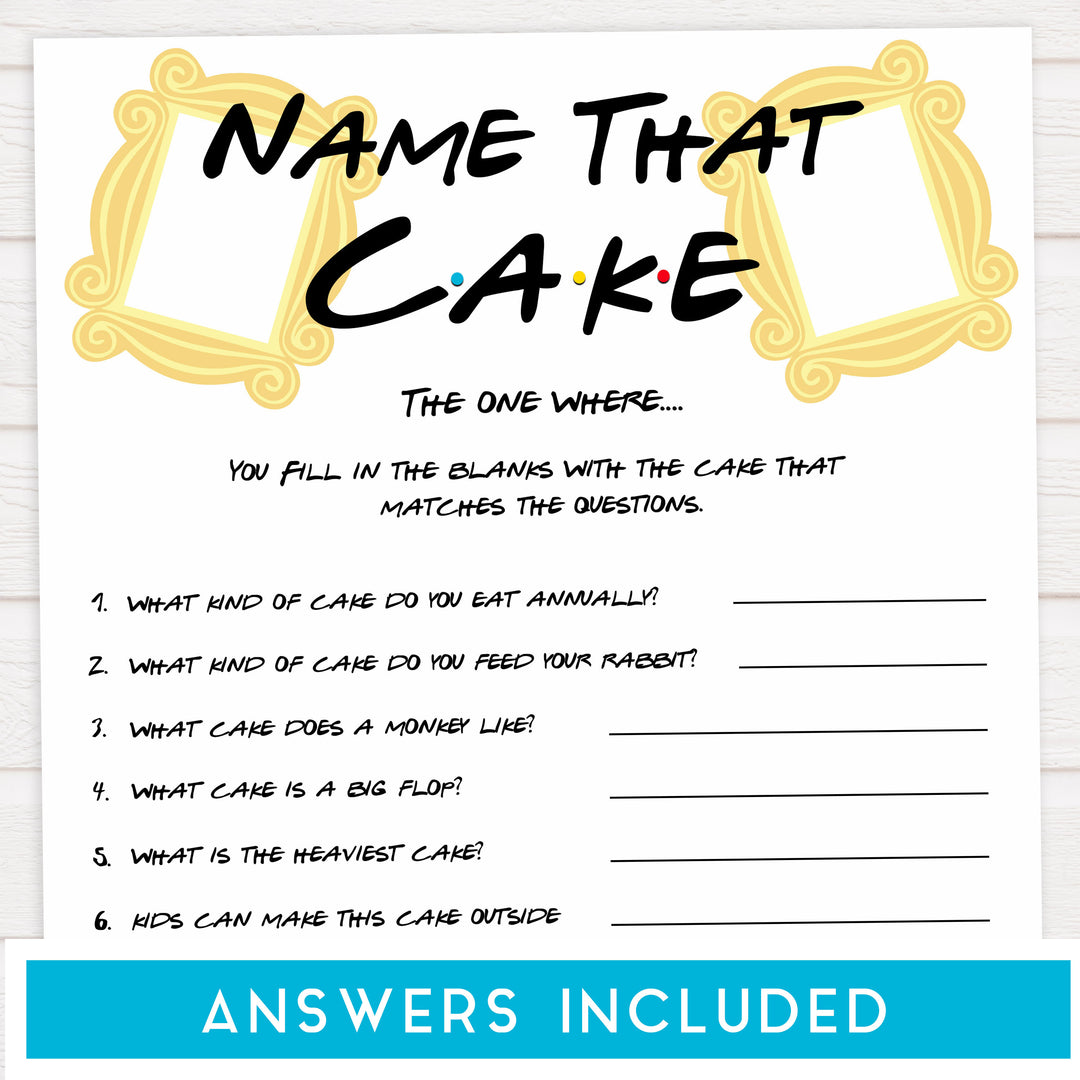 name the cake game, bridal name the cake, Printable bridal shower games, friends bridal shower, friends bridal shower games, fun bridal shower games, bridal shower game ideas, friends bridal shower