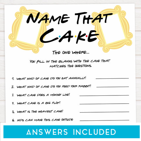 name the cake game, bridal name the cake, Printable bridal shower games, friends bridal shower, friends bridal shower games, fun bridal shower games, bridal shower game ideas, friends bridal shower