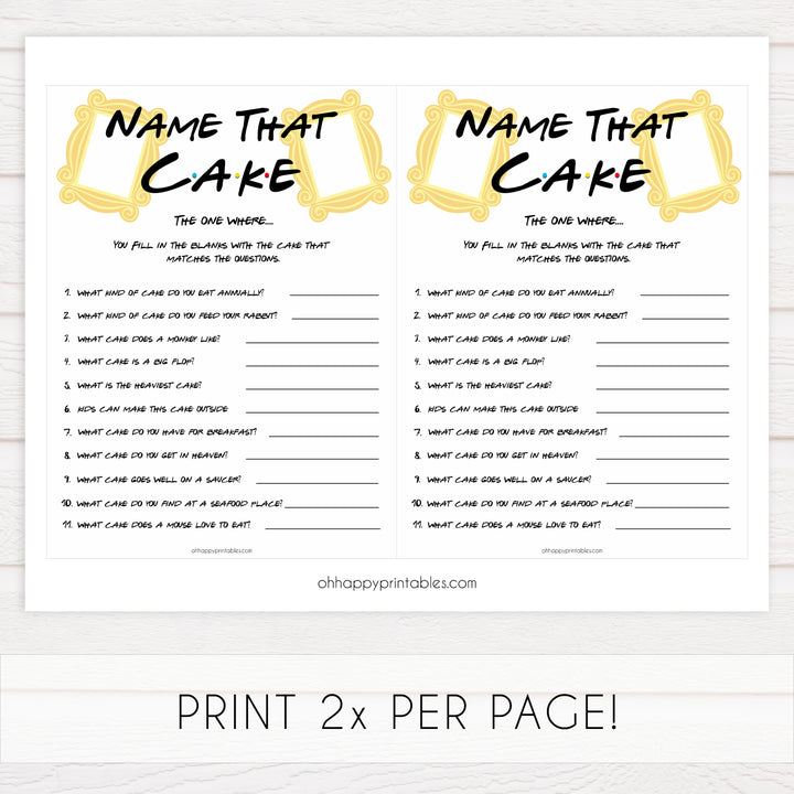 name the cake game, bridal name the cake, Printable bridal shower games, friends bridal shower, friends bridal shower games, fun bridal shower games, bridal shower game ideas, friends bridal shower